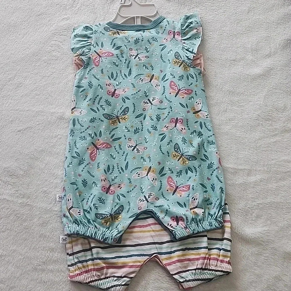 Honest Baby 2-Pack Rompers, Pink/ Blue/Stripes, 3-6 Mos, NWT - Picture 3 of 13